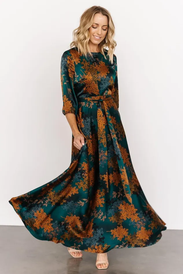Baltic Born Bump Friendly Women Paula Satin Maxi Dress Jade Multi