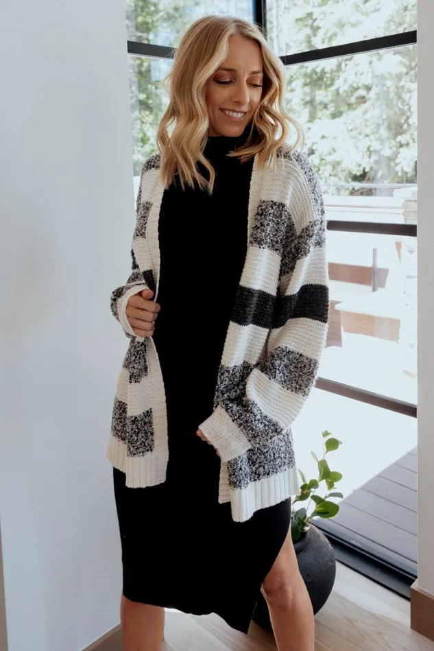 Baltic Born Cardigans Women Banff Stripe Cardigan Black Ivory Baltic Born Cardigans Women Banff Stripe Cardigan Black Ivory