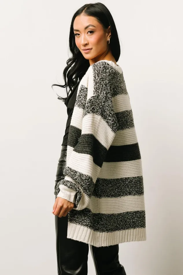 Baltic Born Cardigans Women Banff Stripe Cardigan Black Ivory Baltic Born Cardigans Women Banff Stripe Cardigan Black Ivory