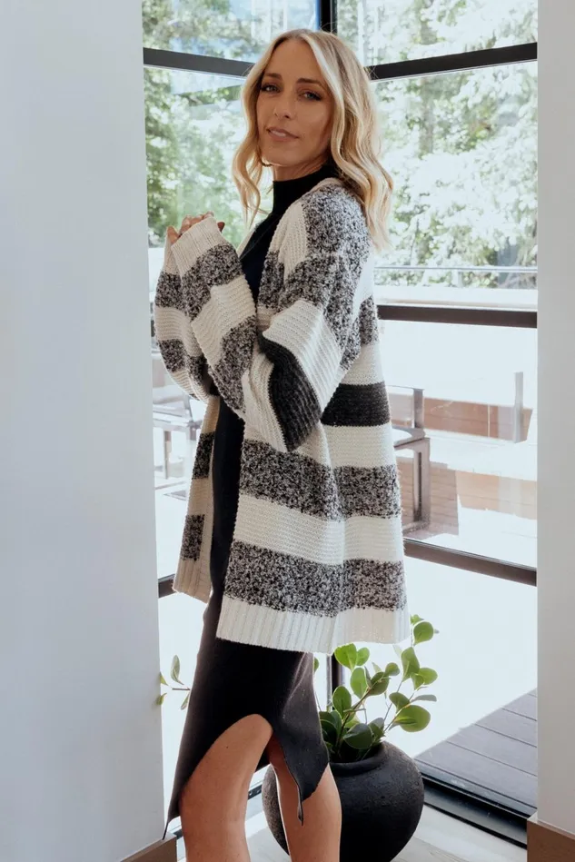 Baltic Born Cardigans Women Banff Stripe Cardigan Black Ivory Baltic Born Cardigans Women Banff Stripe Cardigan Black Ivory
