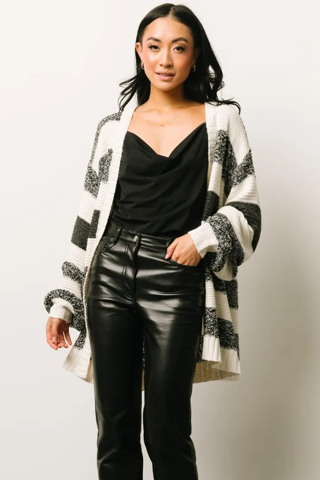 Baltic Born Cardigans Women Banff Stripe Cardigan Black Ivory Baltic Born Cardigans Women Banff Stripe Cardigan Black Ivory