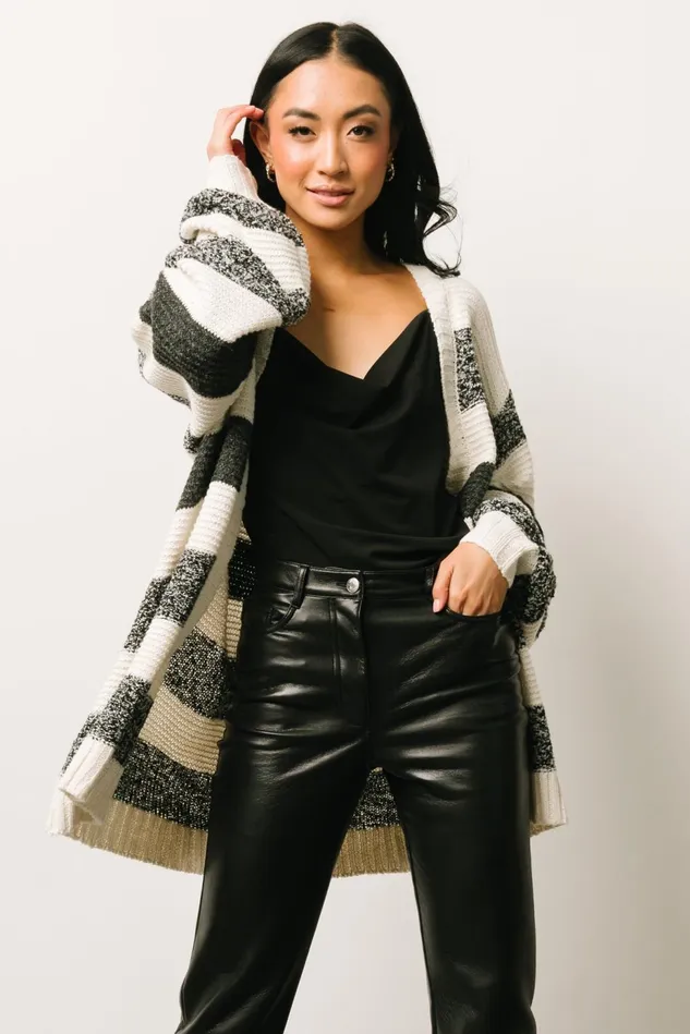 Baltic Born Cardigans Women Banff Stripe Cardigan Black Ivory Baltic Born Cardigans Women Banff Stripe Cardigan Black Ivory
