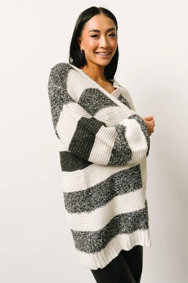 Baltic Born Cardigans Women Banff Stripe Cardigan Black Ivory Baltic Born Cardigans Women Banff Stripe Cardigan Black Ivory
