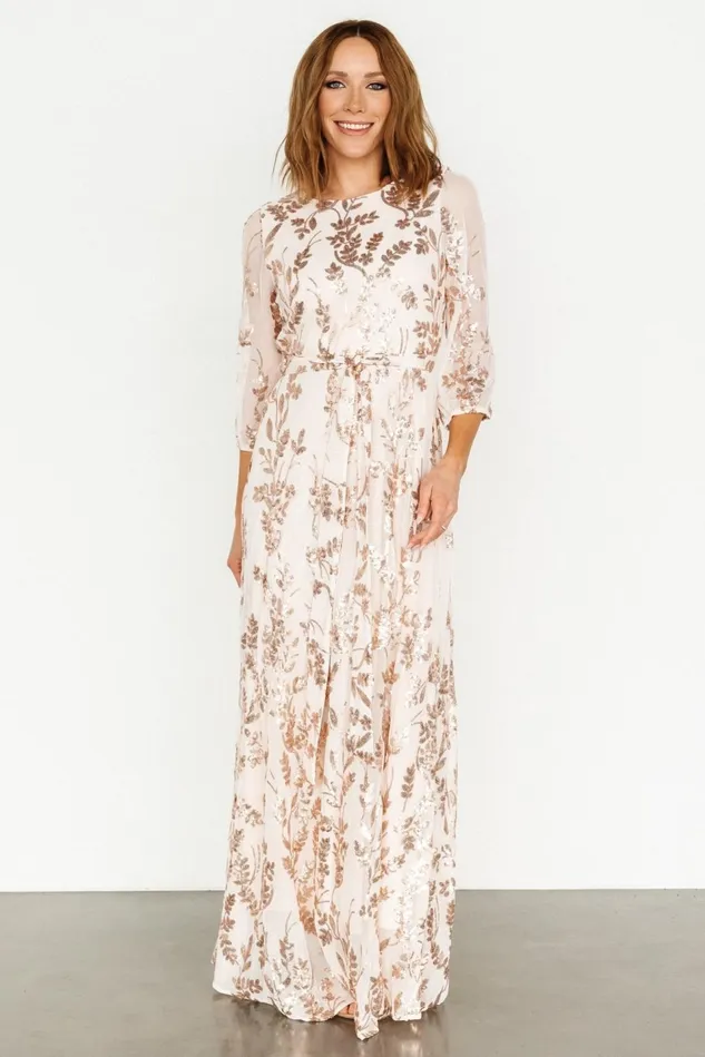 Baltic Born Embellished Sequin Women Destiny Sequin Maxi Dress Rose Gold