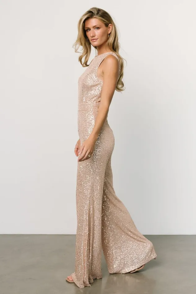 Baltic Born Embellished Sequin Women Hillary Sequin Jumpsuit Rose Gold Baltic Born Embellished Sequin Women Hillary Sequin Jumpsuit Rose Gold