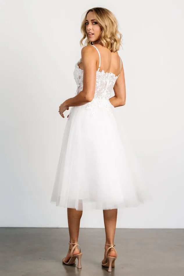 Baltic Born Embellished Sequin Women Noelle Shimmer Midi Dress Off White