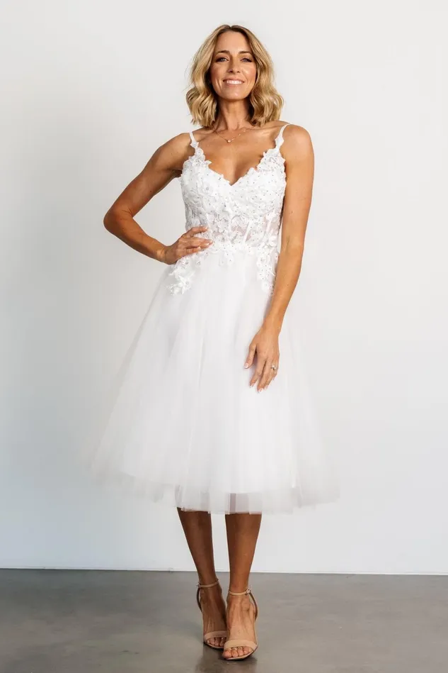Baltic Born Embellished Sequin Women Noelle Shimmer Midi Dress Off White