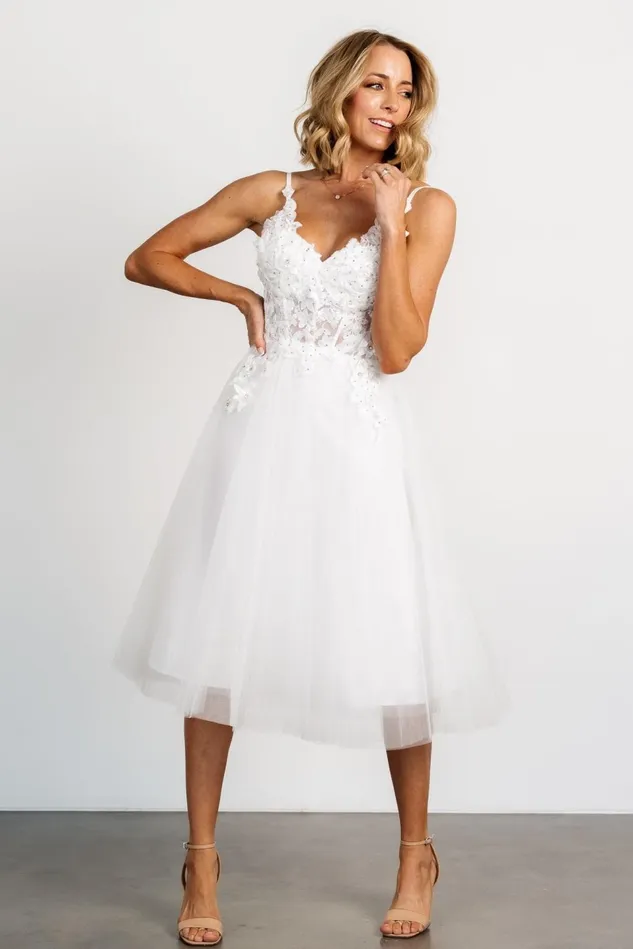 Baltic Born Embellished Sequin Women Noelle Shimmer Midi Dress Off White