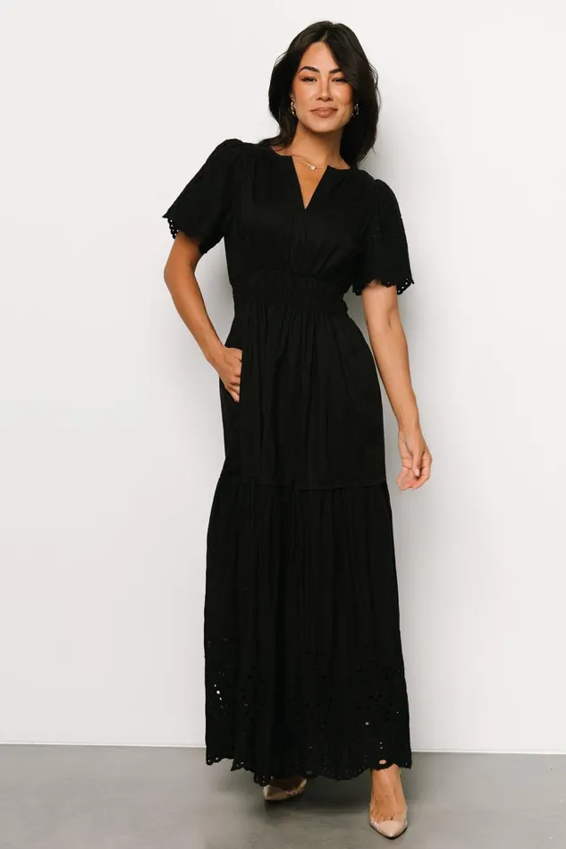 Baltic Born Maxi Dresses Women Annette Eyelet Maxi Dress Black