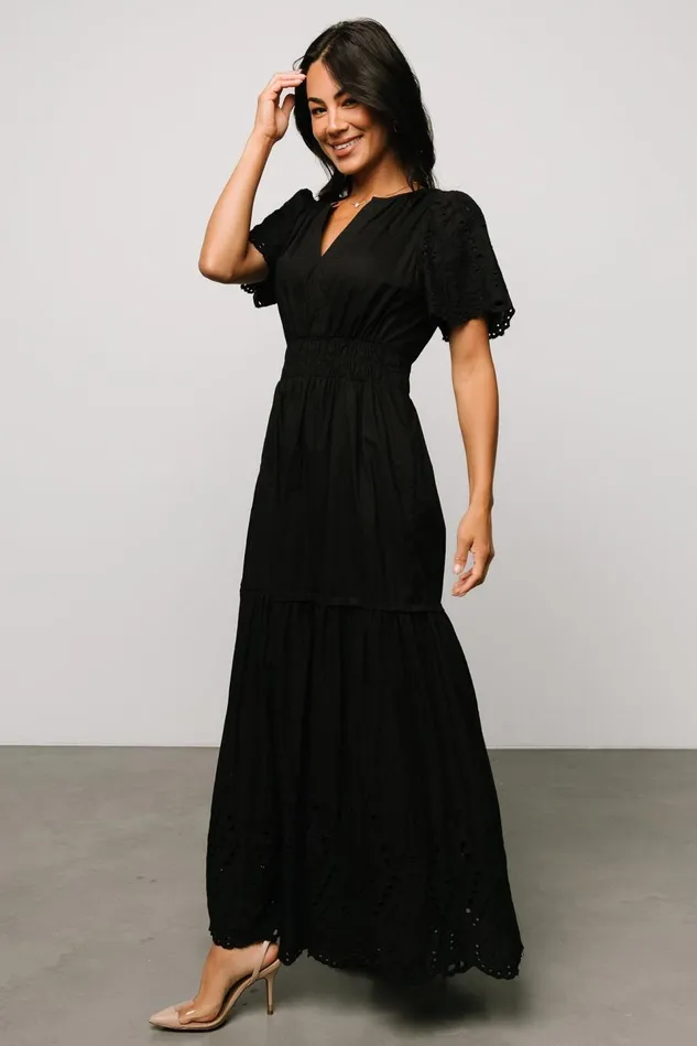Baltic Born Maxi Dresses Women Annette Eyelet Maxi Dress Black Baltic Born Maxi Dresses Women Annette Eyelet Maxi Dress Black