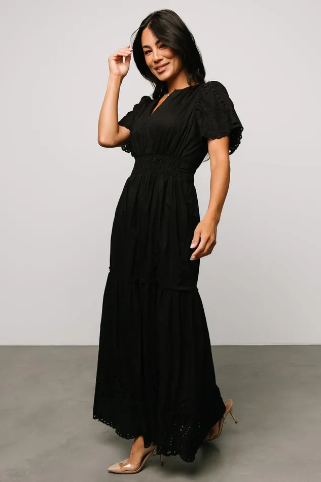 Baltic Born Maxi Dresses Women Annette Eyelet Maxi Dress Black Baltic Born Maxi Dresses Women Annette Eyelet Maxi Dress Black