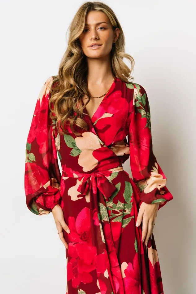 Baltic Born Maxi Dresses Women Katinka Wrap Maxi Dress Burgundy Multi Floral Baltic Born Maxi Dresses Women Katinka Wrap Maxi Dress Burgundy Multi Floral