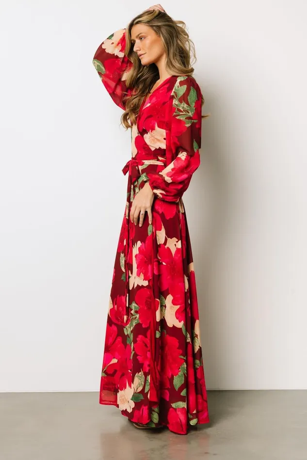 Baltic Born Maxi Dresses Women Katinka Wrap Maxi Dress Burgundy Multi Floral Baltic Born Maxi Dresses Women Katinka Wrap Maxi Dress Burgundy Multi Floral
