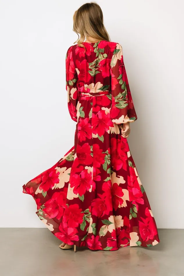 Baltic Born Maxi Dresses Women Katinka Wrap Maxi Dress Burgundy Multi Floral Baltic Born Maxi Dresses Women Katinka Wrap Maxi Dress Burgundy Multi Floral
