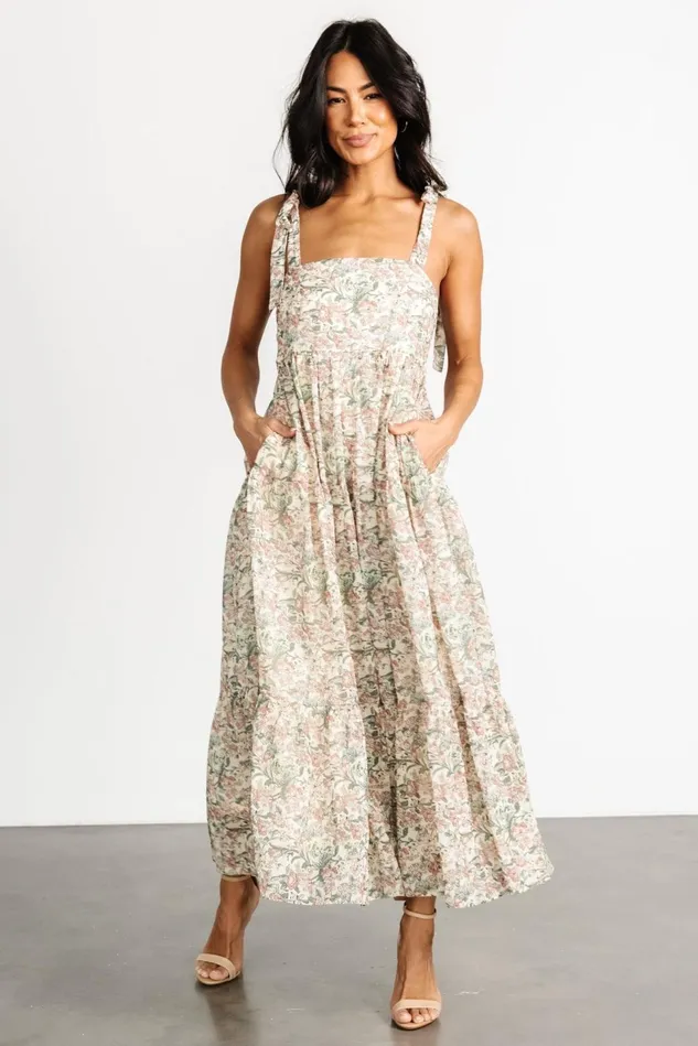 Baltic Born Maxi Dresses Women Lelisa Shoulder Tie Dress Cream Floral