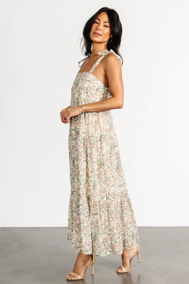 Baltic Born Maxi Dresses Women Lelisa Shoulder Tie Dress Cream Floral Baltic Born Maxi Dresses Women Lelisa Shoulder Tie Dress Cream Floral