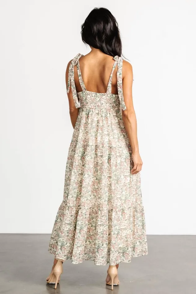 Baltic Born Maxi Dresses Women Lelisa Shoulder Tie Dress Cream Floral Baltic Born Maxi Dresses Women Lelisa Shoulder Tie Dress Cream Floral