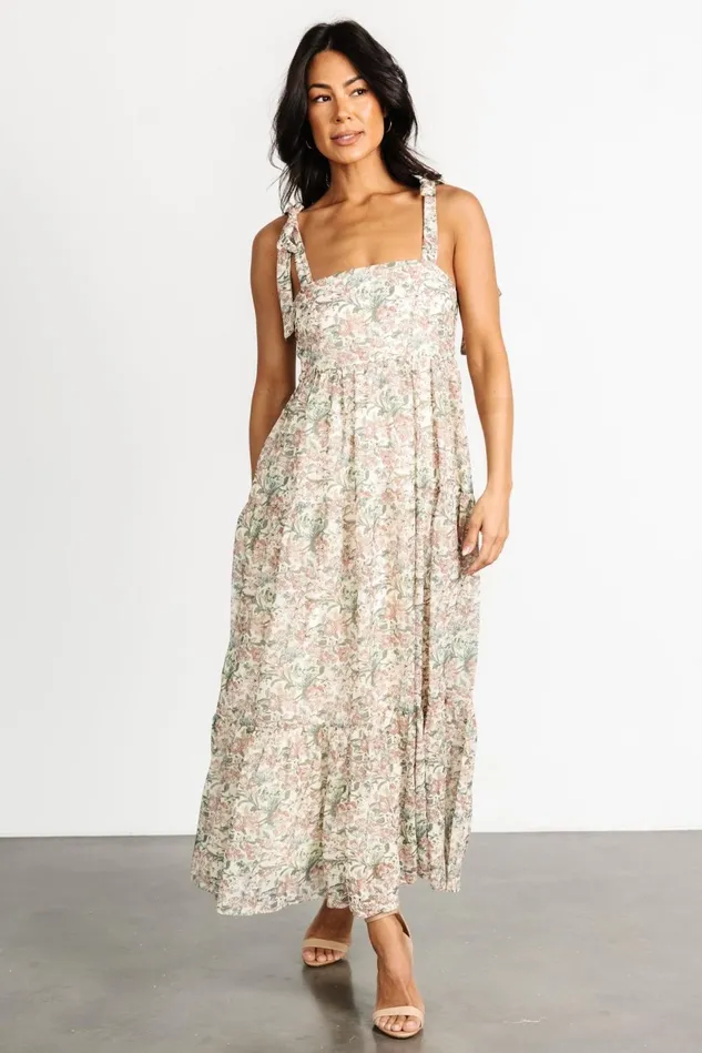 Baltic Born Maxi Dresses Women Lelisa Shoulder Tie Dress Cream Floral Baltic Born Maxi Dresses Women Lelisa Shoulder Tie Dress Cream Floral