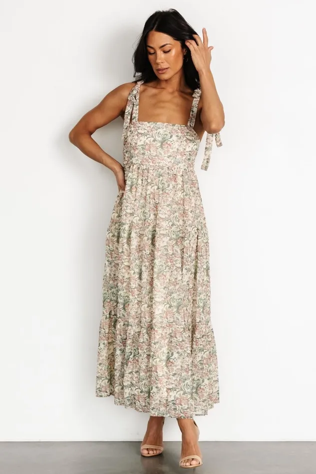Baltic Born Maxi Dresses Women Lelisa Shoulder Tie Dress Cream Floral Baltic Born Maxi Dresses Women Lelisa Shoulder Tie Dress Cream Floral