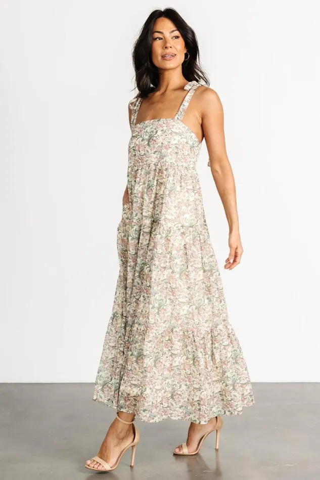 Baltic Born Maxi Dresses Women Lelisa Shoulder Tie Dress Cream Floral Baltic Born Maxi Dresses Women Lelisa Shoulder Tie Dress Cream Floral