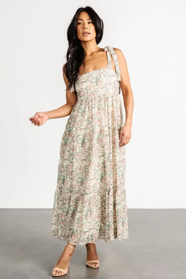 Baltic Born Maxi Dresses Women Lelisa Shoulder Tie Dress Cream Floral Baltic Born Maxi Dresses Women Lelisa Shoulder Tie Dress Cream Floral