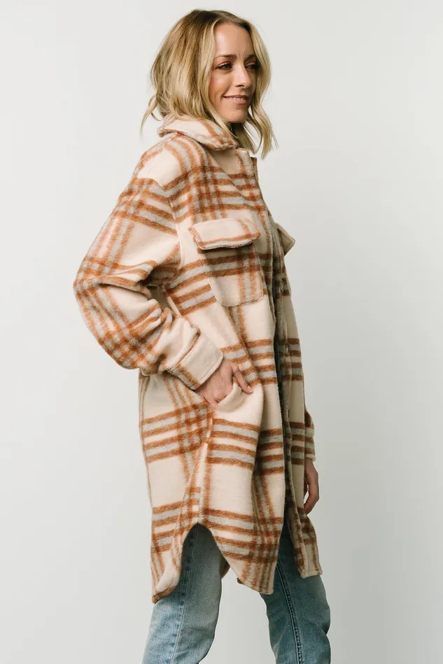 Baltic Born Outerwear Women Durango Plaid Shacket Oatmeal Mocha Baltic Born Outerwear Women Durango Plaid Shacket Oatmeal Mocha