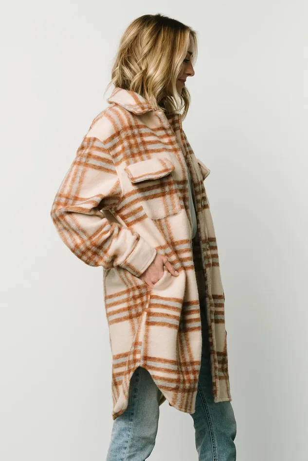 Baltic Born Outerwear Women Durango Plaid Shacket Oatmeal Mocha Baltic Born Outerwear Women Durango Plaid Shacket Oatmeal Mocha