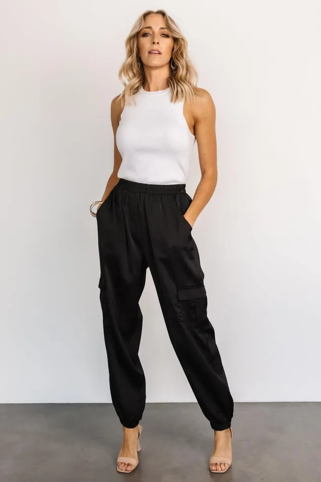 Baltic Born Pants Women William Satin Jogger Pants Black