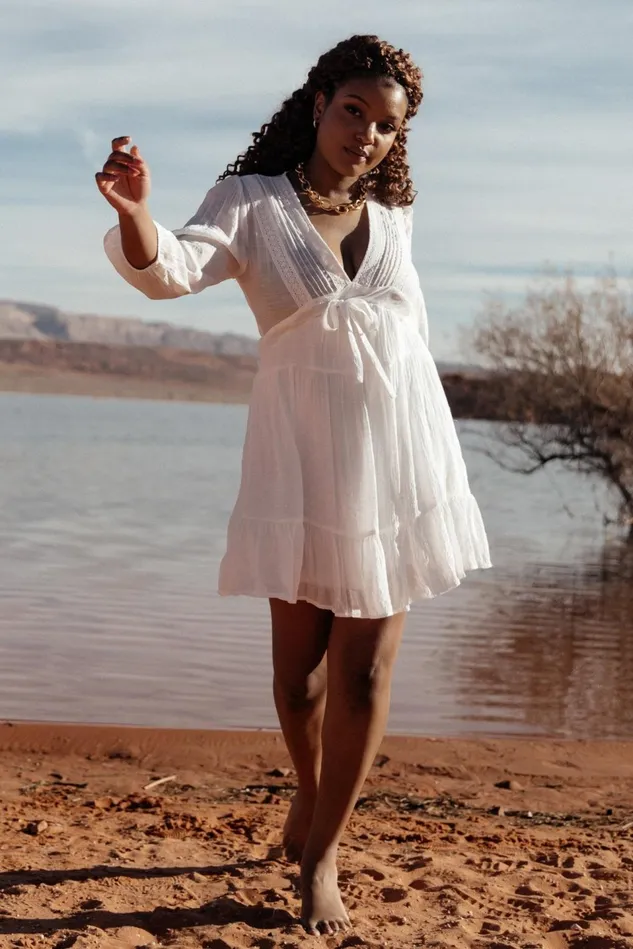 Baltic Born Short Dresses Women Amelia Boho Mini Dress Off White