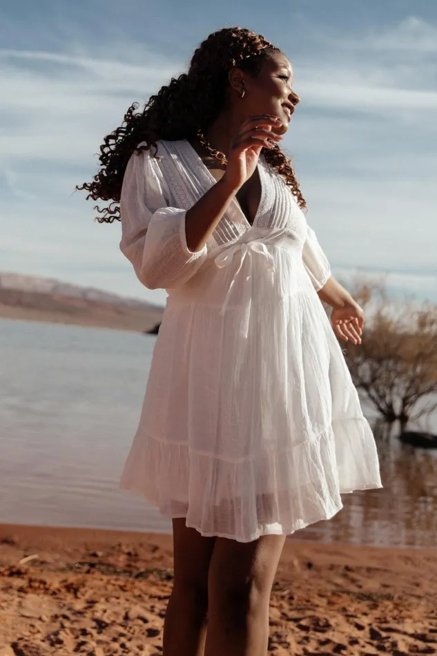 Baltic Born Short Dresses Women Amelia Boho Mini Dress Off White