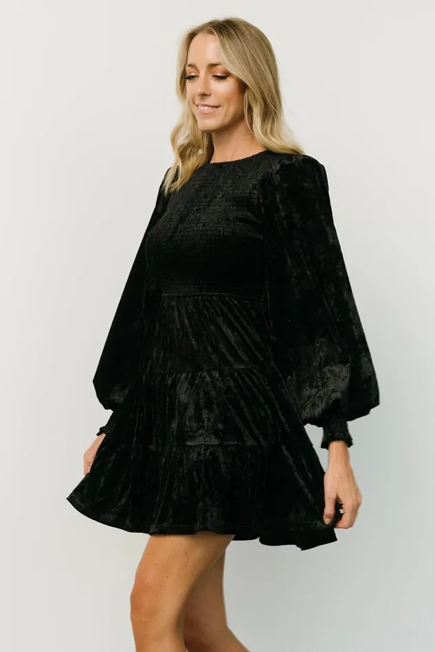Baltic Born Short Dresses Women Kele Crushed Velvet Mini Dress Black Baltic Born Short Dresses Women Kele Crushed Velvet Mini Dress Black