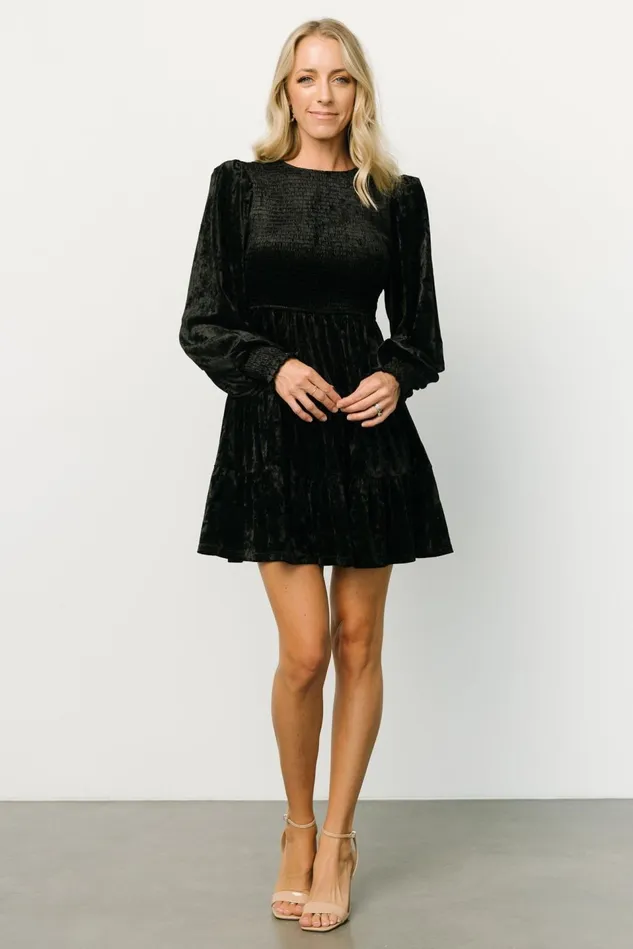 Baltic Born Short Dresses Women Kele Crushed Velvet Mini Dress Black Baltic Born Short Dresses Women Kele Crushed Velvet Mini Dress Black