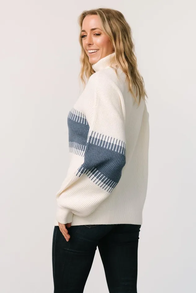 Baltic Born Sweaters Women Antonov Turtle Neck Sweater Blue Cream Baltic Born Sweaters Women Antonov Turtle Neck Sweater Blue Cream