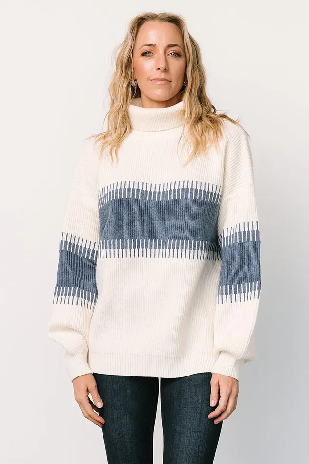 Baltic Born Sweaters Women Antonov Turtle Neck Sweater Blue Cream Baltic Born Sweaters Women Antonov Turtle Neck Sweater Blue Cream