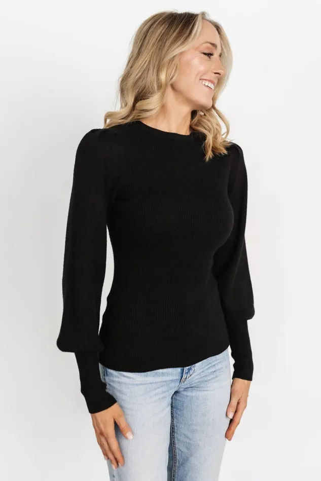 Baltic Born Sweaters Women Lilou Rib Knit Sweater Black