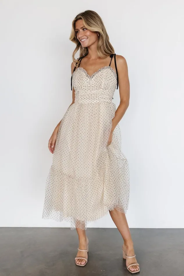 Baltic Born Tulle Styles Women Izzy Tulle Midi Dress Cream Black