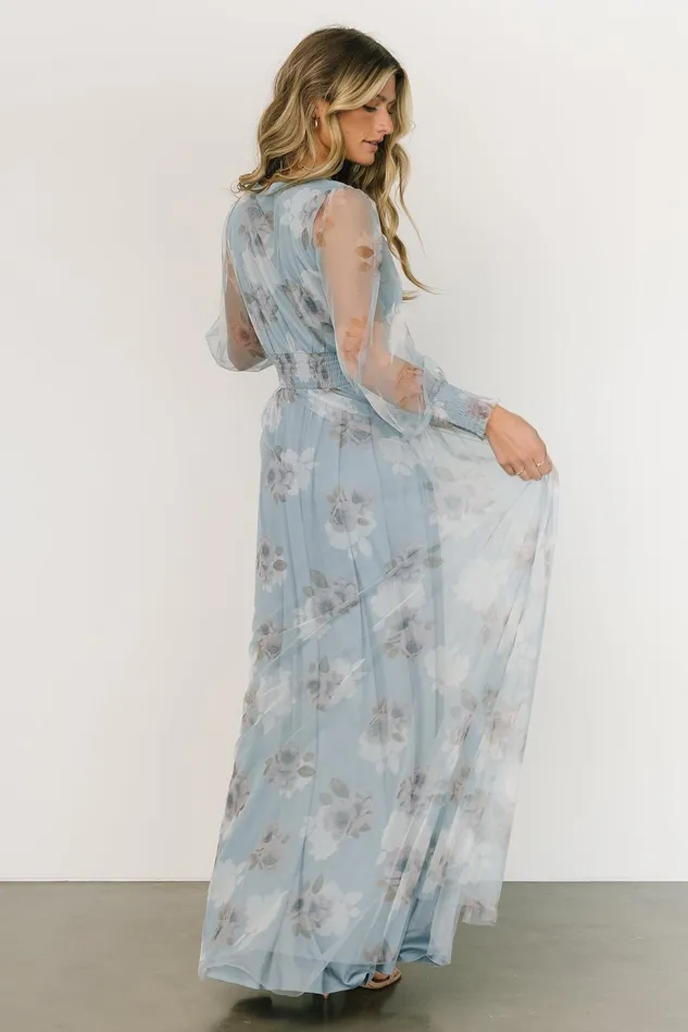 Baltic Born Tulle Styles Women Layla Tulle Maxi Dress Light Blue Floral