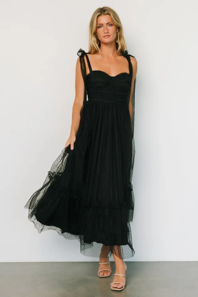 Baltic Born Tulle Styles Women Mavani Swiss Dot Tulle Maxi Dress Black
