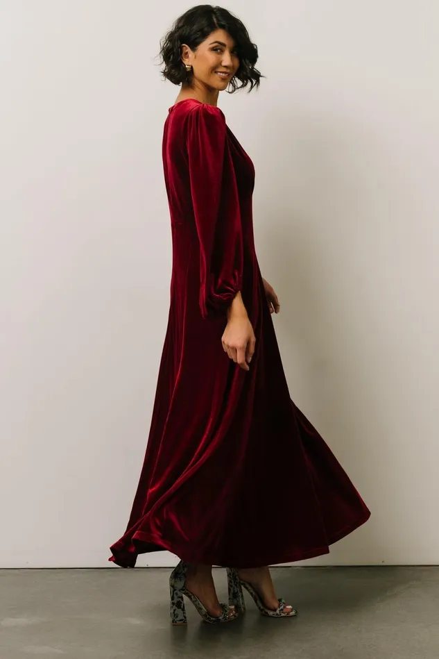Baltic Born Wedding Guest Women Adelita Velvet Maxi Dress Merlot Baltic Born Wedding Guest Women Adelita Velvet Maxi Dress Merlot