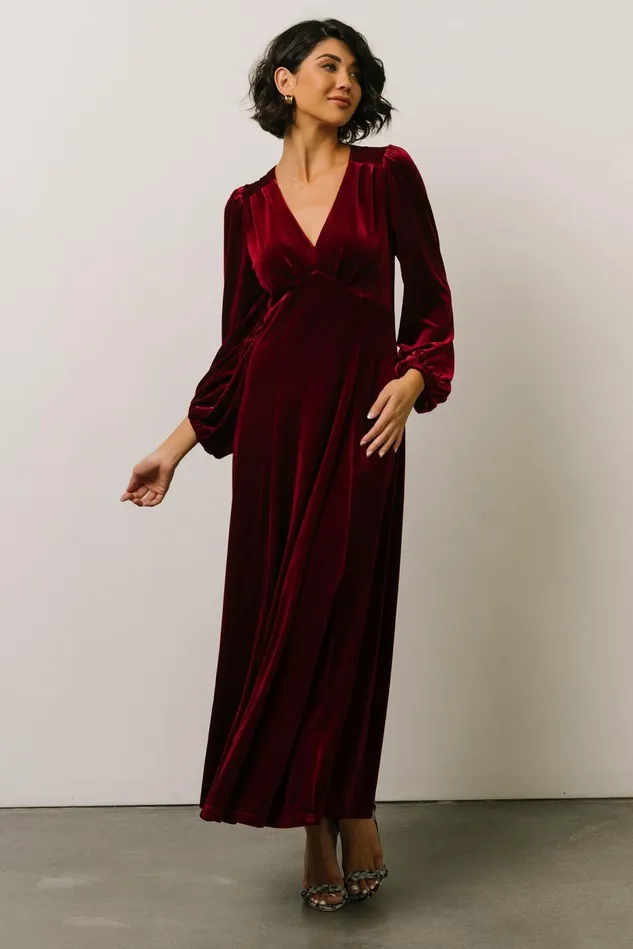 Baltic Born Wedding Guest Women Adelita Velvet Maxi Dress Merlot Baltic Born Wedding Guest Women Adelita Velvet Maxi Dress Merlot