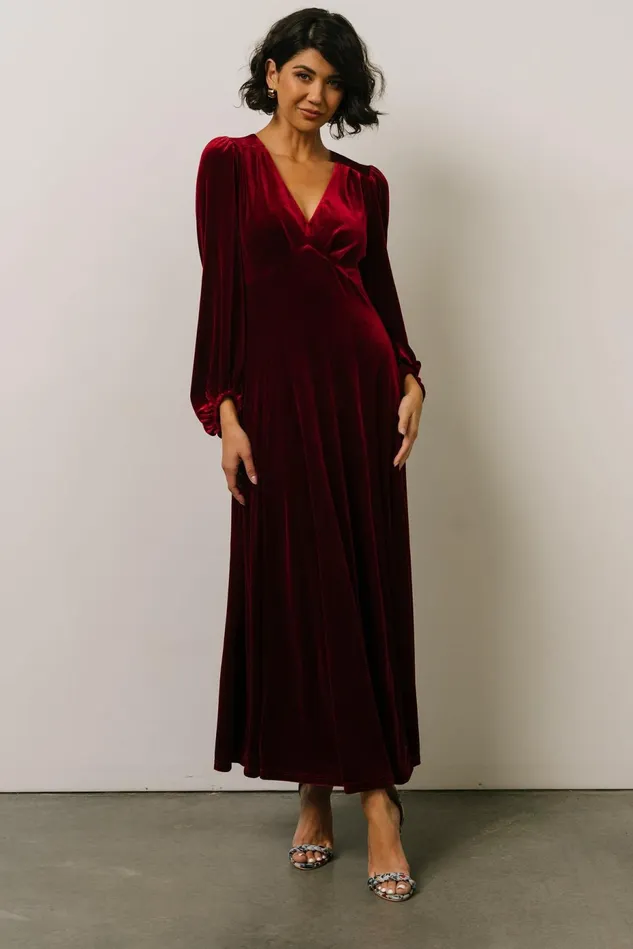 Baltic Born Wedding Guest Women Adelita Velvet Maxi Dress Merlot Baltic Born Wedding Guest Women Adelita Velvet Maxi Dress Merlot