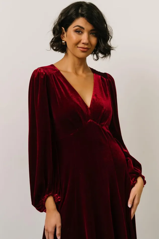 Baltic Born Wedding Guest Women Adelita Velvet Maxi Dress Merlot Baltic Born Wedding Guest Women Adelita Velvet Maxi Dress Merlot