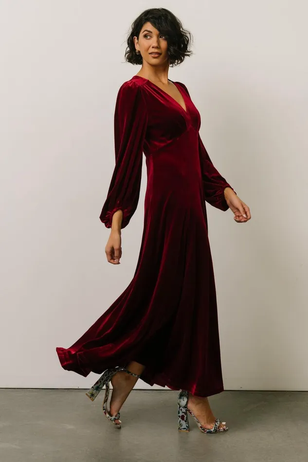 Baltic Born Wedding Guest Women Adelita Velvet Maxi Dress Merlot Baltic Born Wedding Guest Women Adelita Velvet Maxi Dress Merlot