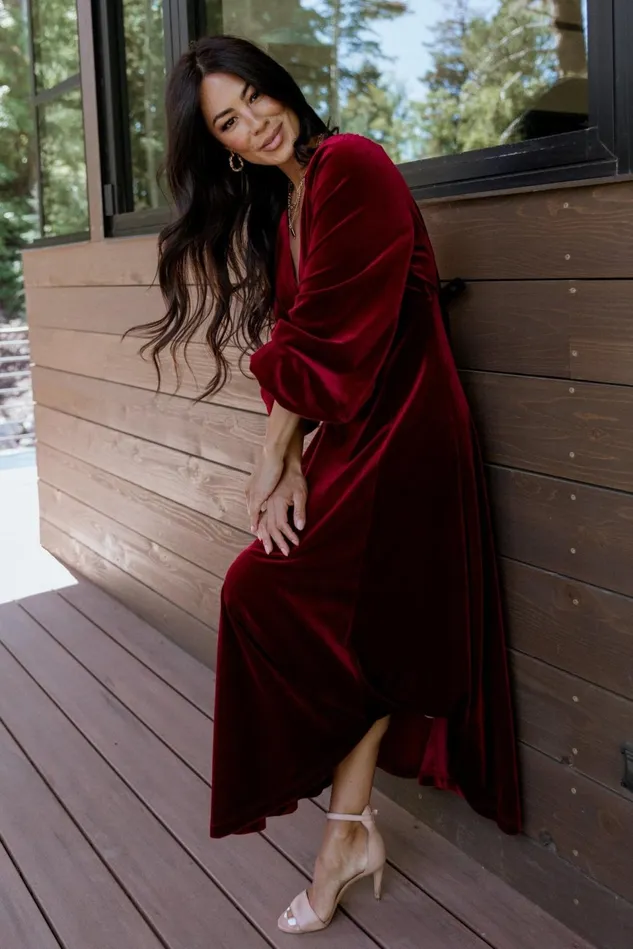 Baltic Born Wedding Guest Women Adelita Velvet Maxi Dress Merlot Baltic Born Wedding Guest Women Adelita Velvet Maxi Dress Merlot