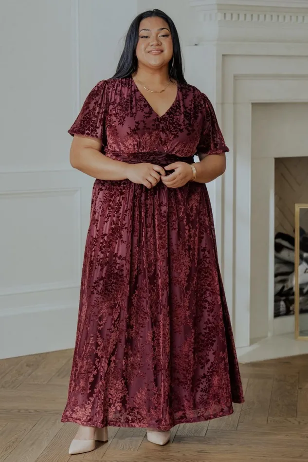 Baltic Born Wedding Guest Women Leslie Velvet Maxi Dress Mulberry
