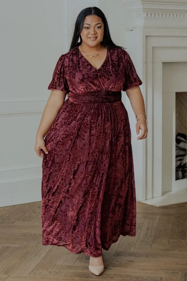 Baltic Born Wedding Guest Women Leslie Velvet Maxi Dress Mulberry