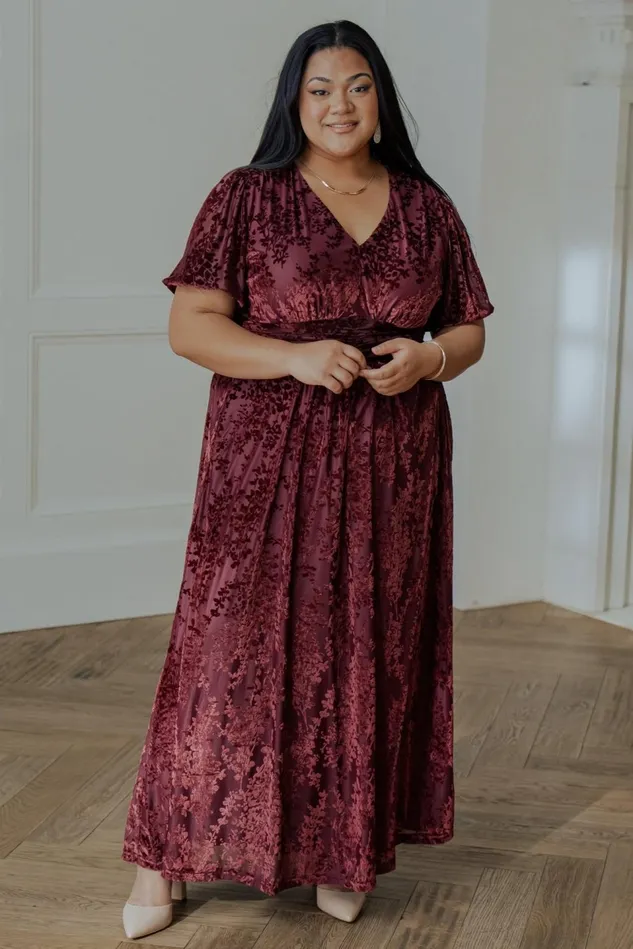 Baltic Born Wedding Guest Women Leslie Velvet Maxi Dress Mulberry
