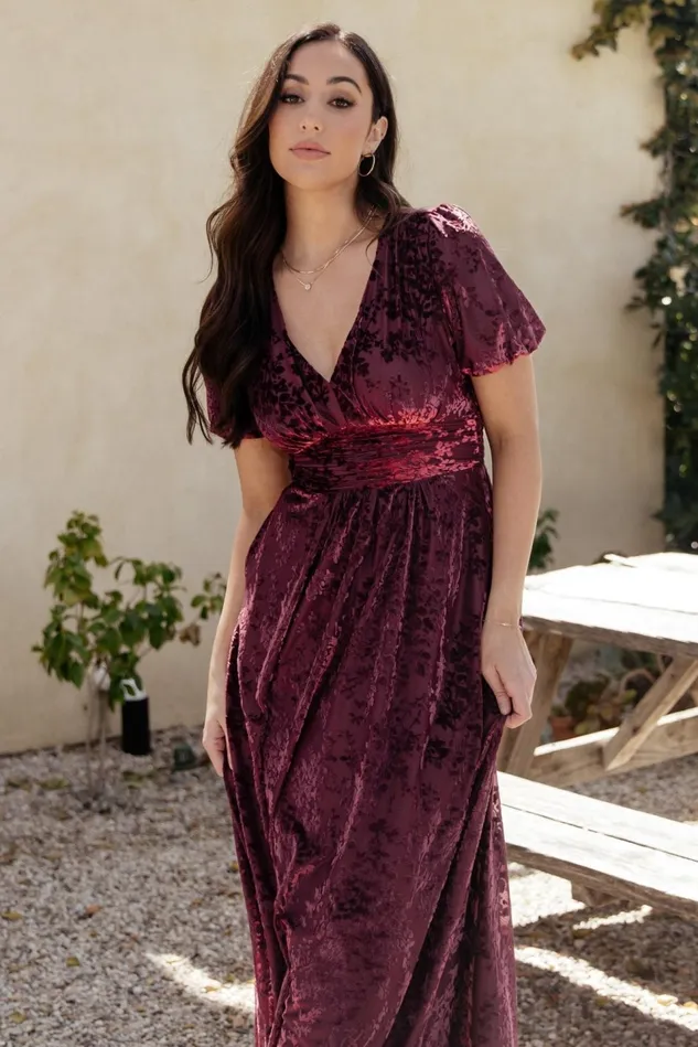 Baltic Born Wedding Guest Women Leslie Velvet Maxi Dress Mulberry