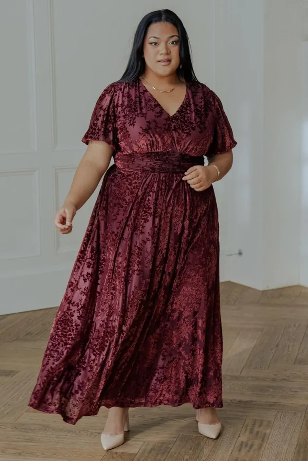 Baltic Born Wedding Guest Women Leslie Velvet Maxi Dress Mulberry
