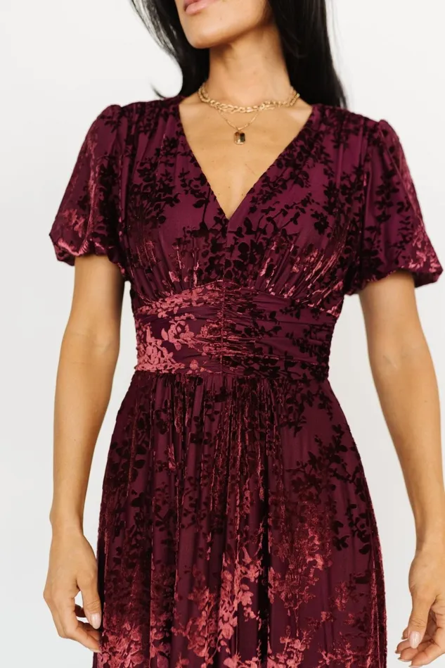 Baltic Born Wedding Guest Women Leslie Velvet Maxi Dress Mulberry